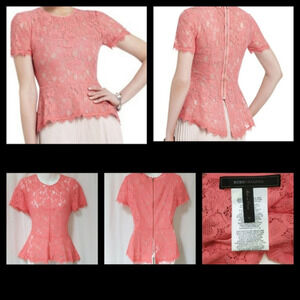 BCBGMAXAZRIA‎ Evia Lace Peplum Top